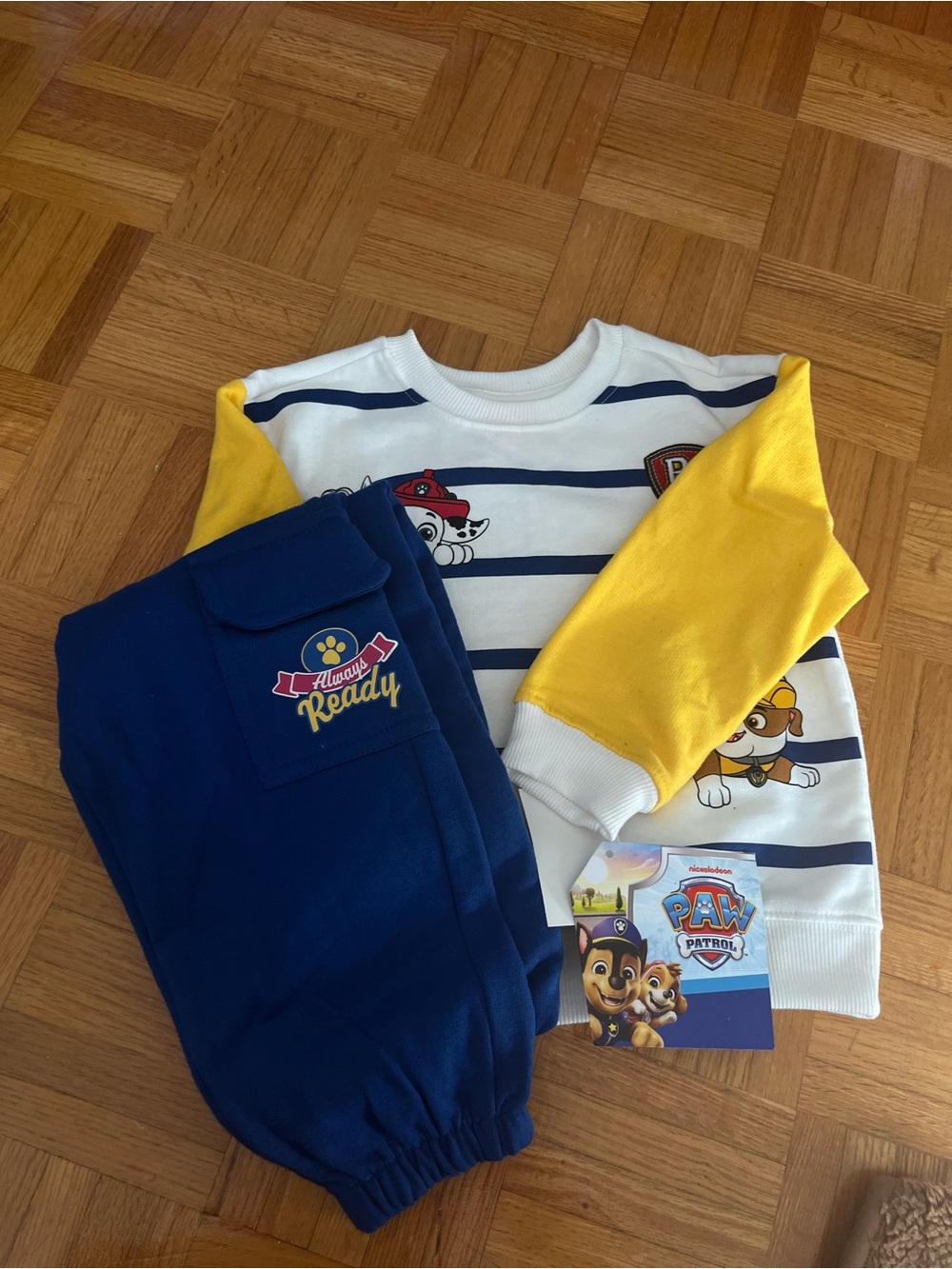 Nickelodeon Paw Patrol Yellow, Navy & White Striped Sweatshirt Set